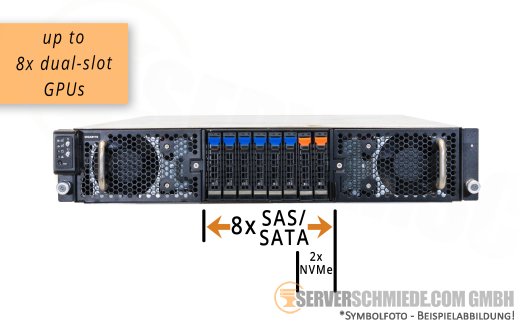 Gigabyte G292-Z20 2U 8x GPU AI KI VDI HPC Server 8x 2,5" SFF SAS 2x NVMe 1x AMD EPYC Gen1 Gen2 DDR4 ECC 2x PSU