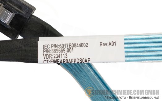 HP 75cm SAS Kabel 1x SFF-8087 gerade to 1x SFF-8087 winkel DL360 DL380 Gen10 869669-001