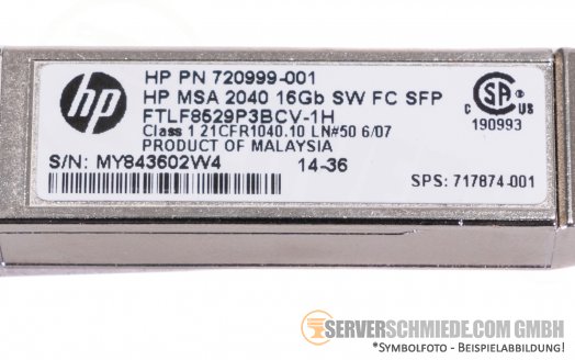 HP MSA2040 16Gb SFP+ FC 720999-001 FibreChannel Transceiver LC duplex 717874-001