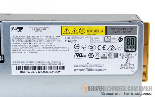 Lenovo 750W Netzteil PSU 80 PLUS Titanium SR650 V2 SR630 V2 03HC919